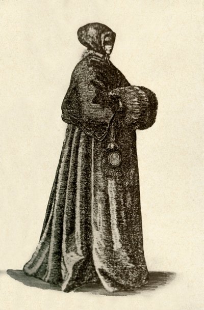 1640年，1937年，一位穿着户外服装的荷兰女士。 作者 不明