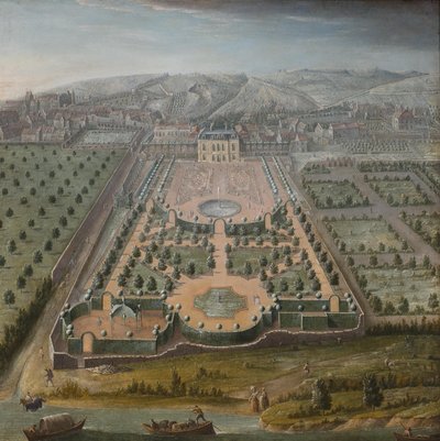 法国庄园，布面油画，131 x 130 厘米； 法国画派，十八世纪初 作者 不明