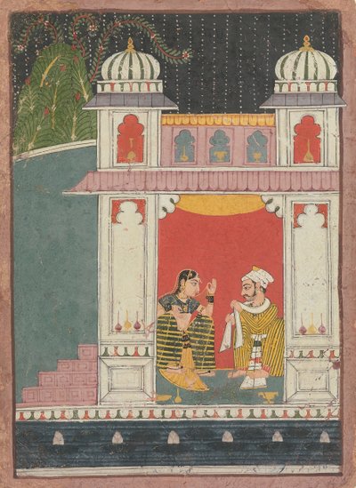 展馆中的女主人公和她的情人：分散的Nayikabheda的页面，ca。 1660-80。 作者 不明