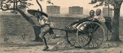 Jinriksha或中国的手推车c1883。 作者 不明