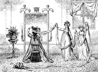 1795年6月，一位女士戴上帽子 作者 不明