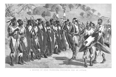 祖鲁族战士的集会-为进攻做准备。，1879年 作者 不明