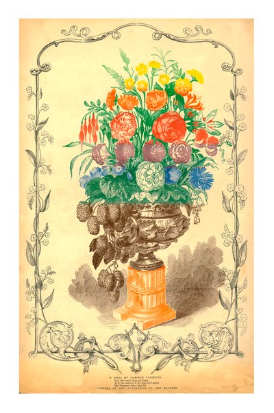 花瓶，夏季花卉，1849年。 作者 不明