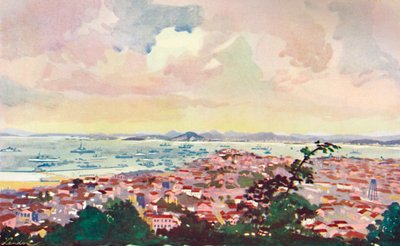 里约湾风景，1914年。 作者 不明