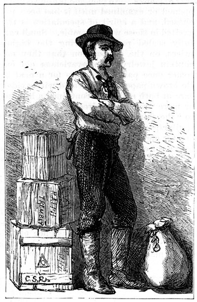 1875年，来自巴拿马的地峡，他们的Express Delivery服务提供的Wells Fargo Messenger。 作者 不明