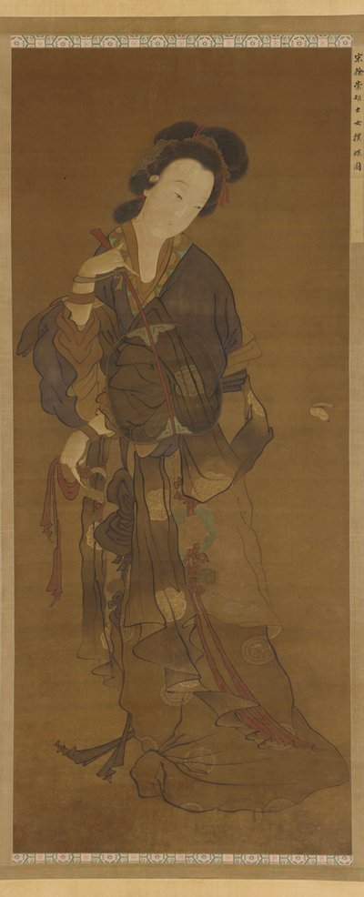 一个女人和一只蝴蝶，明朝，16-17世纪。 作者 不明