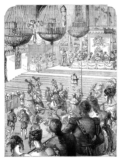 威斯敏斯特音乐厅的宴会，庆祝国王乔治四世加冕，1821年c1895年 作者 不明