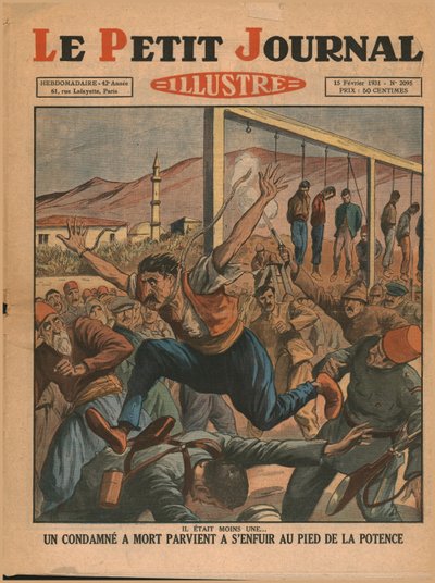 1931年，一名被判有罪的男子从绞刑架中逃脱。 作者 不明