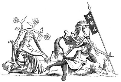 1849年，十三世纪，骑士和少女 作者 不明