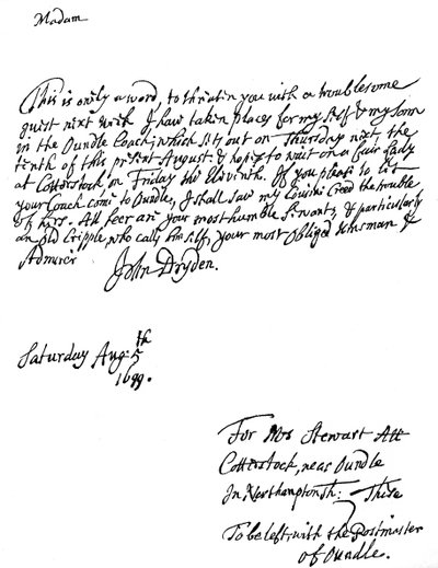 约翰·德莱顿（John Dryden）写的一封信1631-12700，英国诗人，1699 1840 作者 不明
