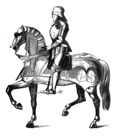 1870年武装起来并骑马参战的中世纪骑士 作者 不明