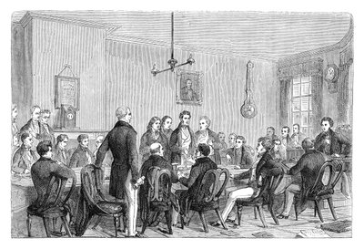 1838年c1895年，在曼彻斯特的纽洛斯大厦举行的反玉米法律联盟会议 作者 不明