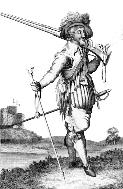 1798年，一位使用火枪的火枪手 作者 不明