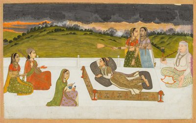 公主与服务员一起躺在露台上，c。 1730-1740。 作者 不明