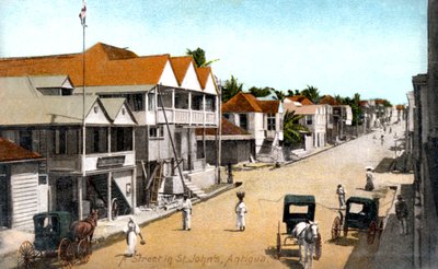 1900年代，安提瓜岛圣约翰斯的一条街 作者 不明