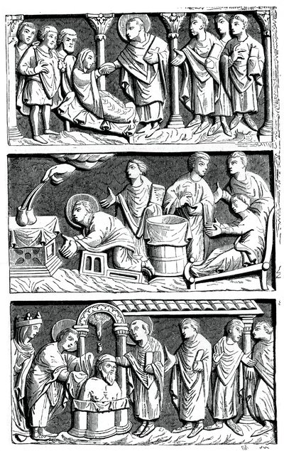 兰斯主教圣雷米的三联画，11世纪，1870年 作者 不明