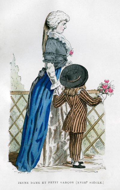 一位年轻的女士和一个男孩，十八世纪1882-1884年 作者 不明