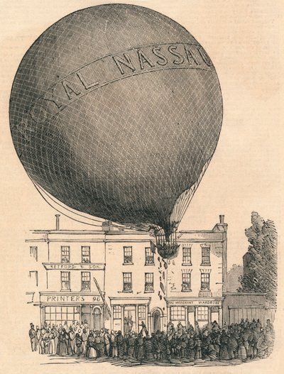 1849年星期三，伦敦路拿骚气球事故。 作者 不明