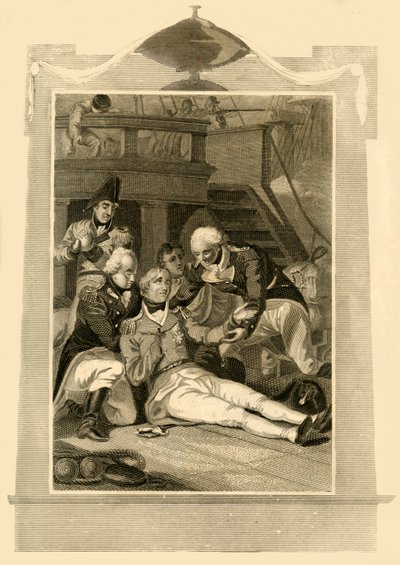 海军上将纳尔逊勋爵在1805年，1816年的特拉法加战役中因胜利而重伤。 作者 不明