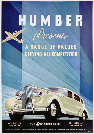 1938年为亨伯（Humber）的汽车做广告 作者 不明