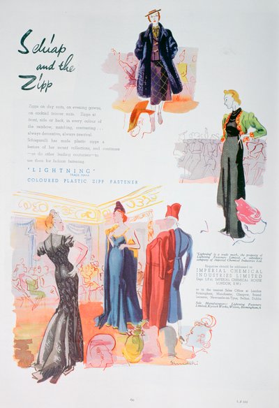 关于ICI于1937年为Lightning彩色塑料拉链紧固件做的广告 作者 不明