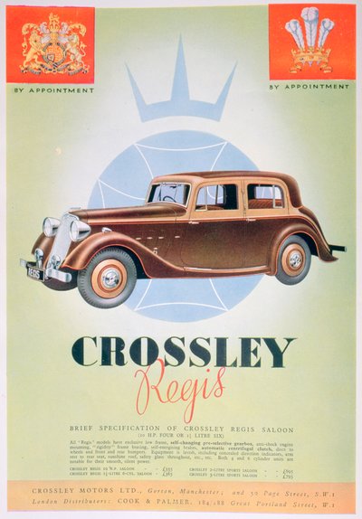 广告为Crossley Regis汽车，1935年 作者 不明