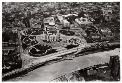 1930年，1933年，齐柏林飞艇，苏联莫斯科救世主大教堂的鸟瞰图 作者 不明