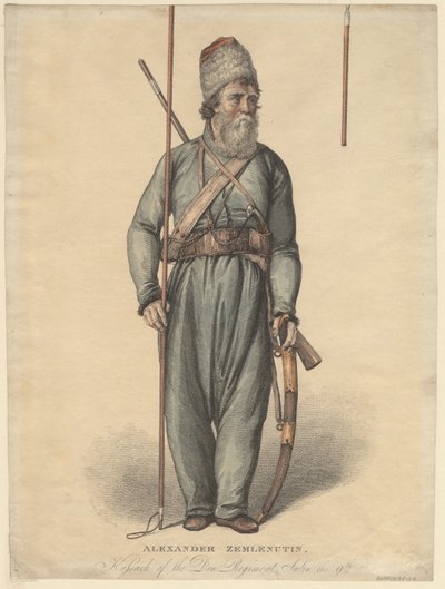 亚历山大·齐姆柳努欣（Alexander Zemlyanukhin），顿河军团的哥萨克人，约1813年 作者 不明