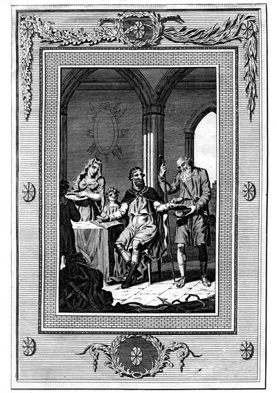 阿尔弗雷德大帝（Alfred The Great）与可怜的朝圣者分开面包，9世纪，1772年 作者 不明