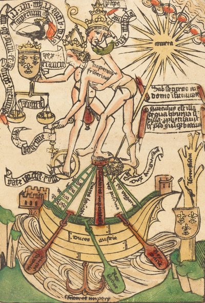 教皇保罗二世和皇帝腓特烈三世会面的寓言，约1470年。 作者 不明