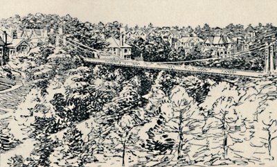 明矾中国悬索桥，1929年 作者 不明