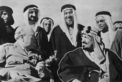 在其他中东统治者中，沙特阿拉伯的伊本·沙特国王（Ibn Saud），1945年 作者 不明