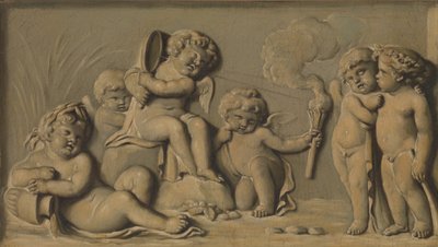阿莫里尼在玩耍，是一对中的一个，1770-90。 作者 不明