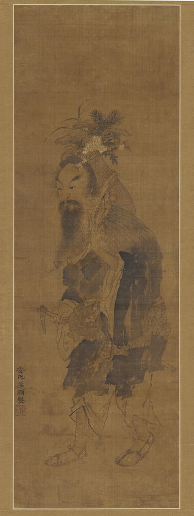 一位仙人在采集草药和菌类，明朝，17世纪。 作者 不明