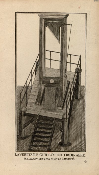 一个普通的断头台。哈，对自由的良好支持!, 1791-1794. 作者 不明