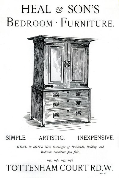 广告“ Heal and Sons”卧室家具，1898年 作者 不明