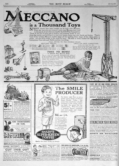 1921年圣诞节，《男孩境界》中的广告页 作者 不明