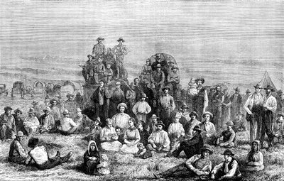 摩门教徒营地在沙漠中in依，c1846 c1880 作者 不明
