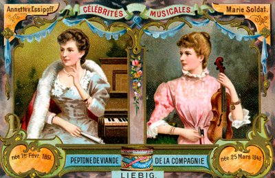 安妮特·冯·埃西波夫（Annette von Essipoff）和玛丽·索达（Marie Soldat），摄于1900年 作者 不明