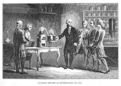 法国化学家Antoine Laurent Lavoisier展示了他的氧气发现，1776年1874年 作者 不明