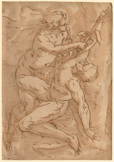 阿波罗（Apollo Flaying Marsyas）抄写了两个母子素描，十六世纪。 作者 不明