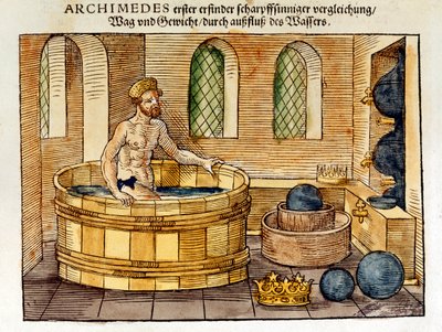 阿基米德在他的浴中，1547年 作者 不明