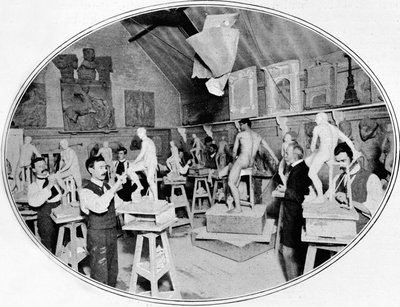 雕塑建模班的美术系学生，伦敦，c1900年1901年 作者 不明