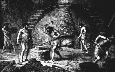 1890年晚期铁器时代锻造的艺术家重建 作者 不明