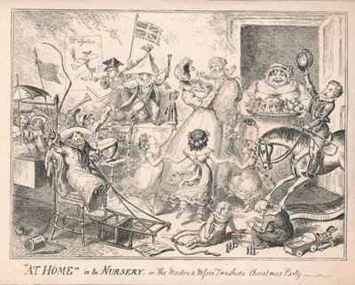 1835年，在托儿所的家中，或“两双鞋的大师与小姐”。 作者 不明