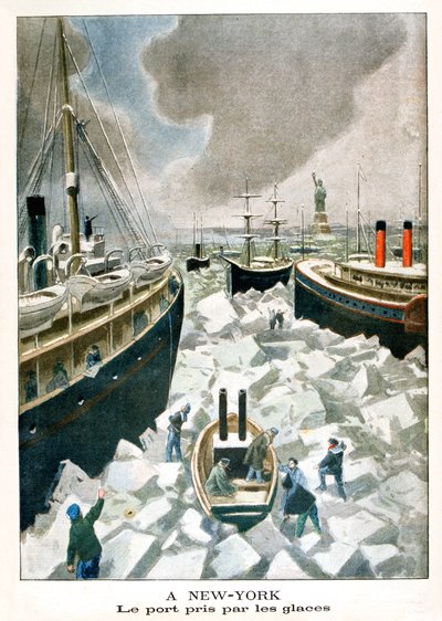 在纽约，冰上的港口，1901年 作者 不明