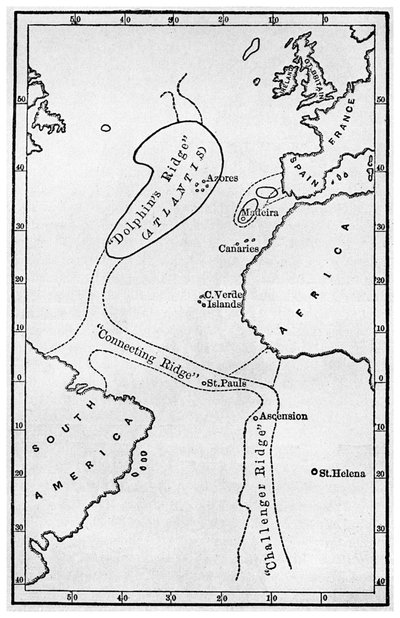 亚特兰蒂斯：一张显示神话中大陆位置的地图，c1882年1956年 作者 不明