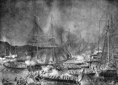 进攻法国布洛涅的法国舰队，1801年8月15日至16日1882-1884年 作者 不明