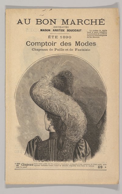 Au Bon Marché-Comptoir des Modes, Chapeaux de Paille de Fantaisie, Summer 1890, 1890. 作者 不明