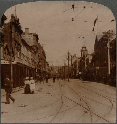 奥克兰的主要商业大道，皇后街，外观为新西兰，c1900 作者 不明
